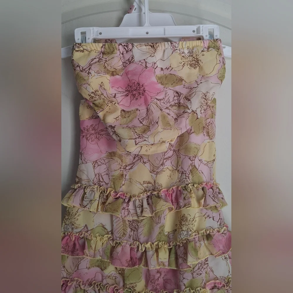 Cherokee fancy linen toddler dress girls sz 18 months lighweight floral summer